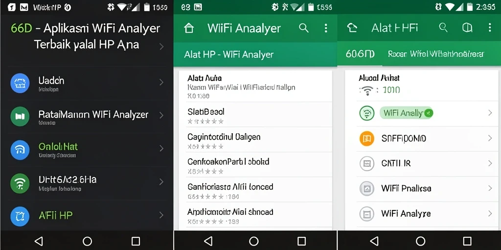 Antarmuka aplikasi 66D yang menampilkan analisis WiFi dan jaringan di sekitar.