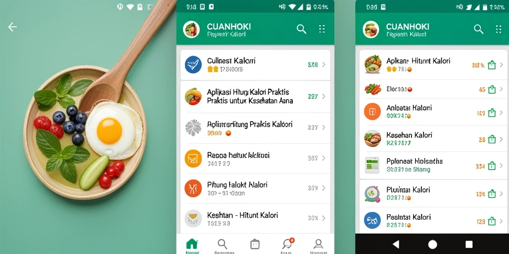 Antarmuka CUANHOKI menampilkan fungsi Hitung Kalori yang mudah dipahami.