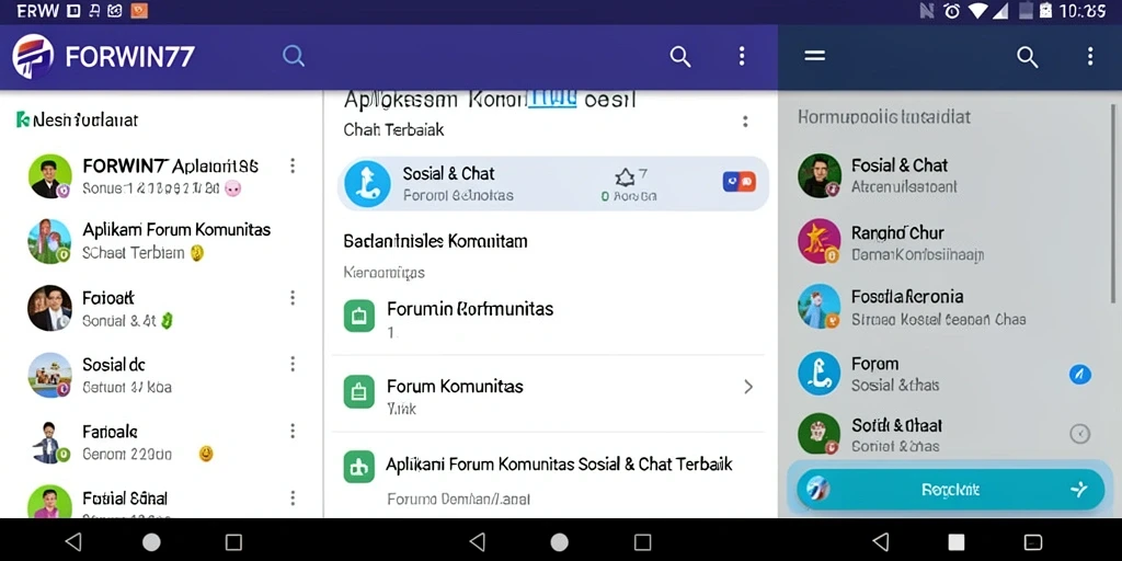 Antarmuka utama FORWIN77 menampilkan berbagai forum dan grup komunitas.