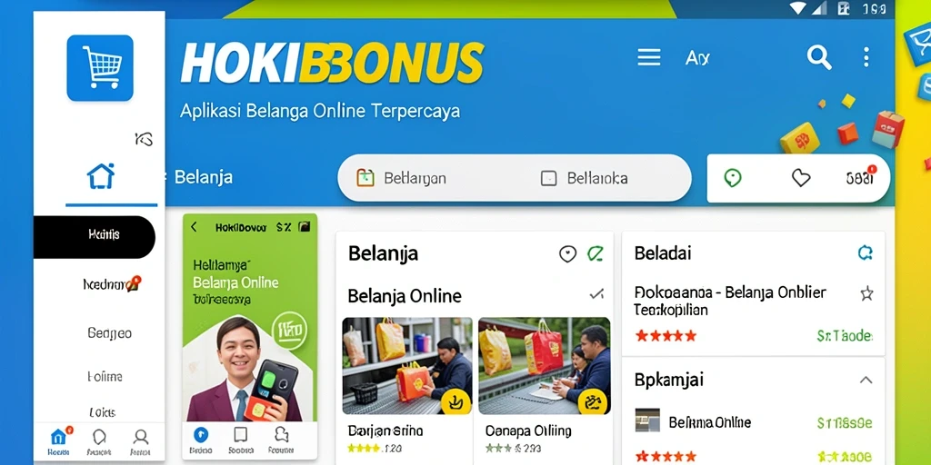 Antarmuka lengkap dari aplikasi HOKIBONUS untuk belanja online.