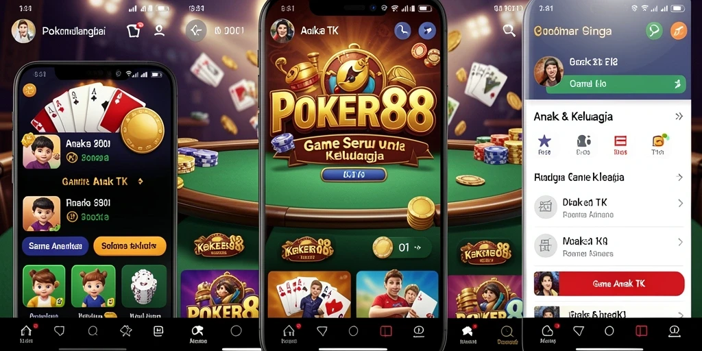 Screenshot aplikasi POKER88 menampilkan antarmuka menarik untuk anak-anak.
