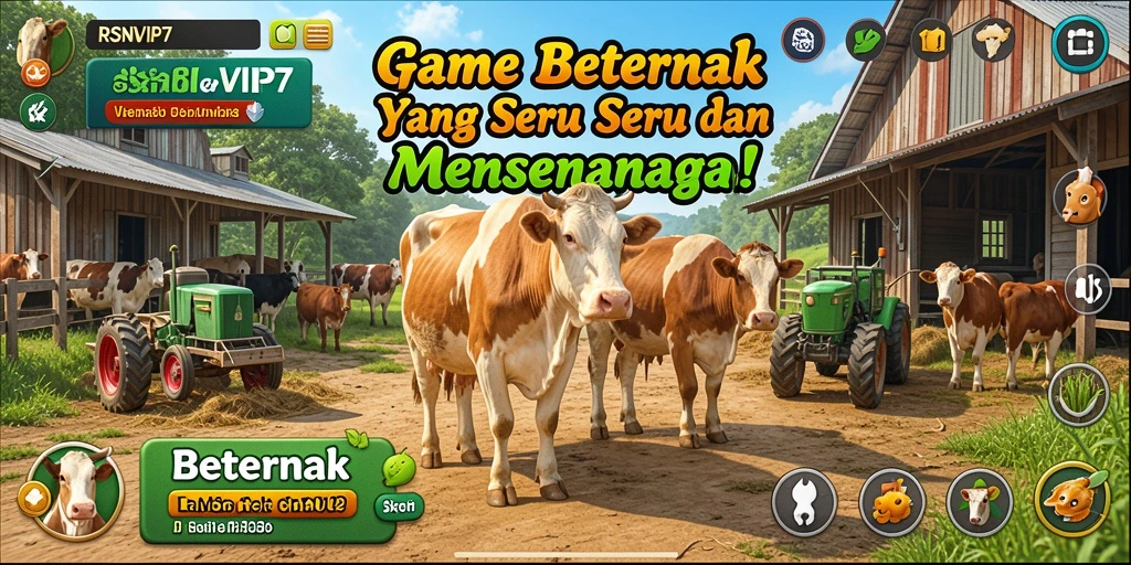 Tampilan antarmuka RSNVIP7 dengan aksi beternak yang seru