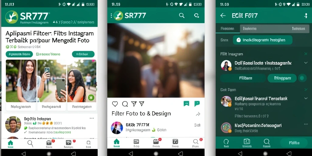 Antarmuka SR777 menyajikan berbagai pilihan filter Instagram yang menarik.