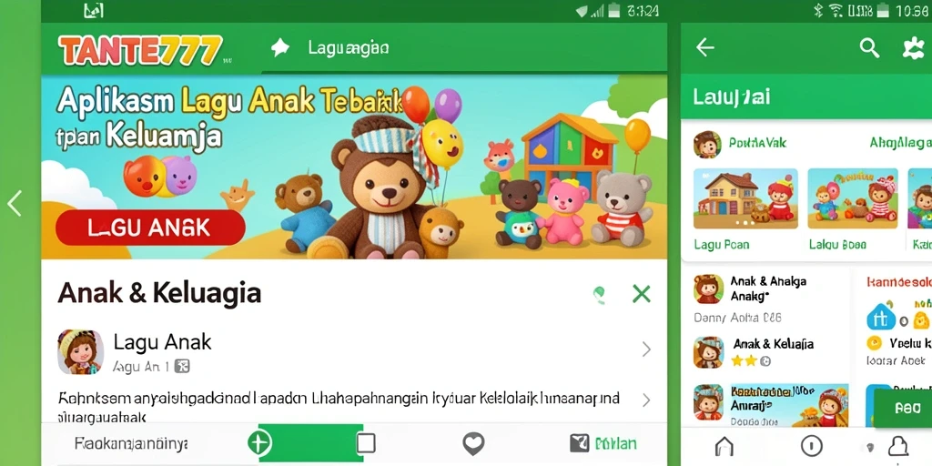 Tampilan antarmuka TANTE777 dengan berbagai lagu anak.